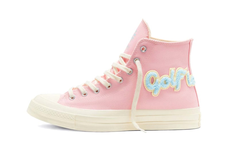 golf le fleur converse chuck 70 chenille restock almond blossom egret colorway pink pastel sneakers