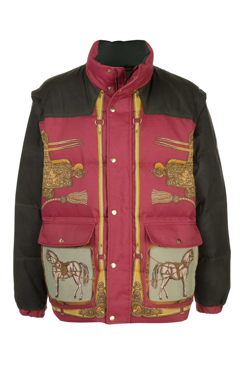 Gucci Releases Baroque-Pattern Puffer Jacket  red horses black gillet down coat drop date info price buy now 595436 Z8AFG made in italy 