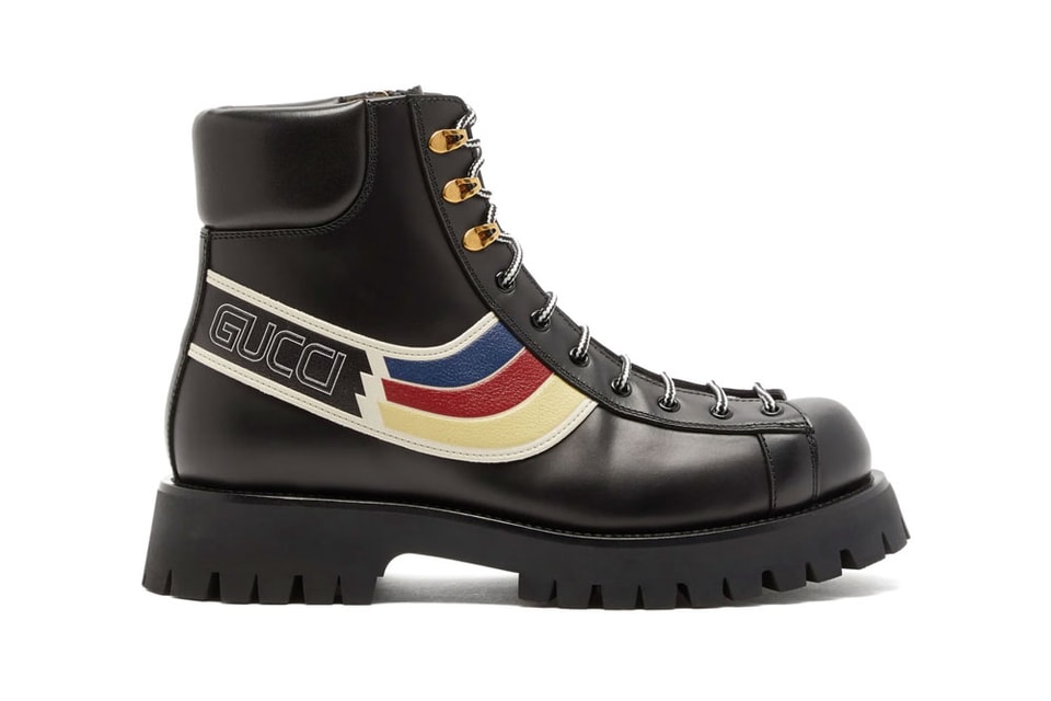 Gucci Oliver Logo & Striped Hiking Boots | Hypebeast