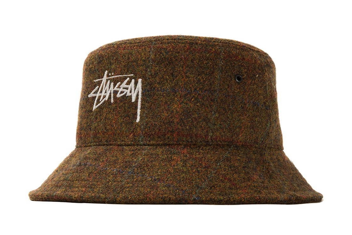 Harris Tweed for Stüssy Winter 2019 Collaboration Capsule clothing bucket hat jacket tote bag pants beach wool weave exclusive december 20 2019