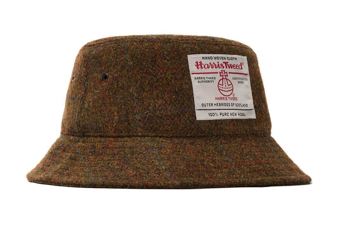 Harris Tweed for Stüssy Winter 2019 Collaboration Capsule clothing bucket hat jacket tote bag pants beach wool weave exclusive december 20 2019