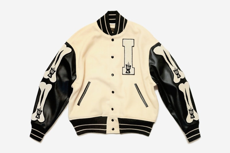 KAPITAL 40s Wool I FIVE Varsity Jacket outerwear kiro hirata collegiate vintage retro patch K harp embroidery patch wool leather boxy cupra nylon university college bones school team