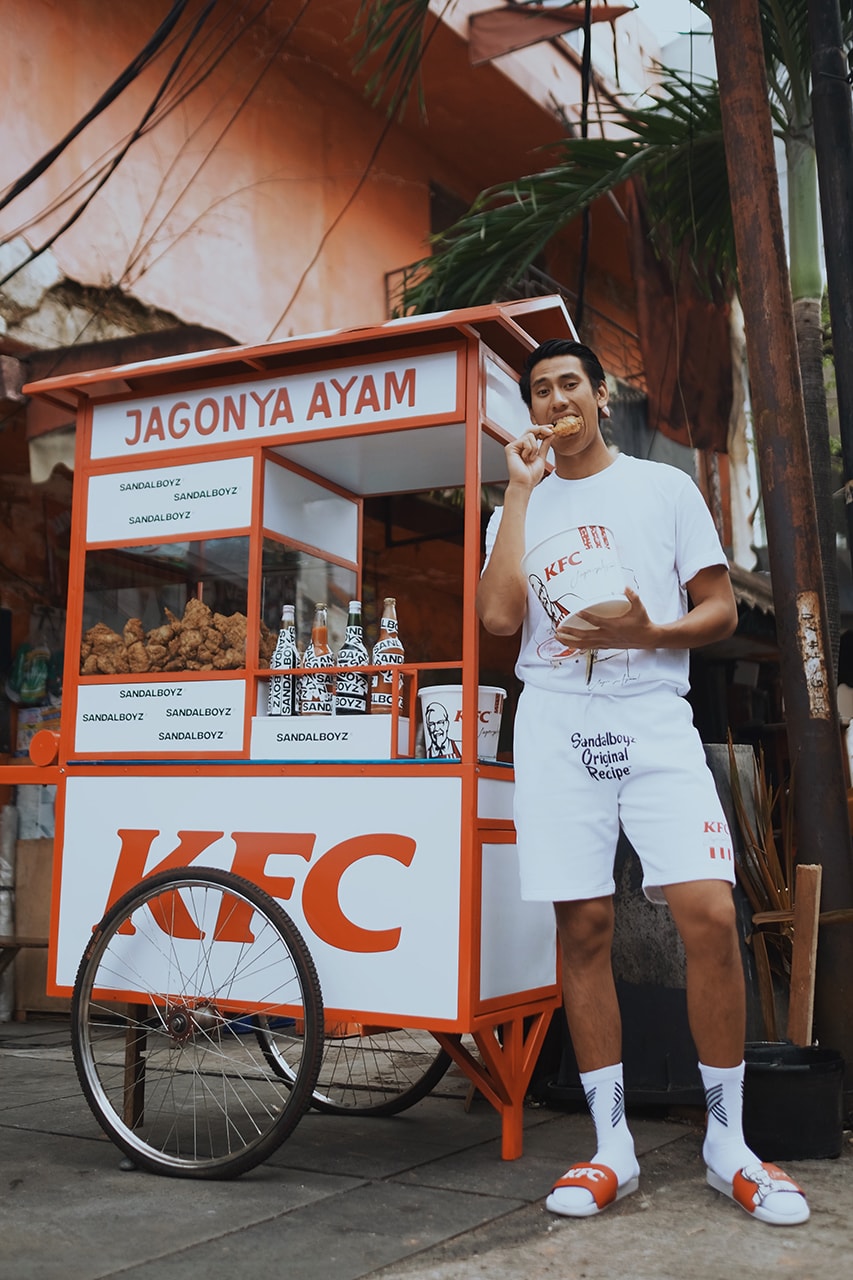KFC x SANDALBOYZ Court Slides & Clothing Collection First Look Indonesia Capsule t-shirts hoodies shorts socks Lookbooks Colonel Sanders Fried Chicken Inspired Release information