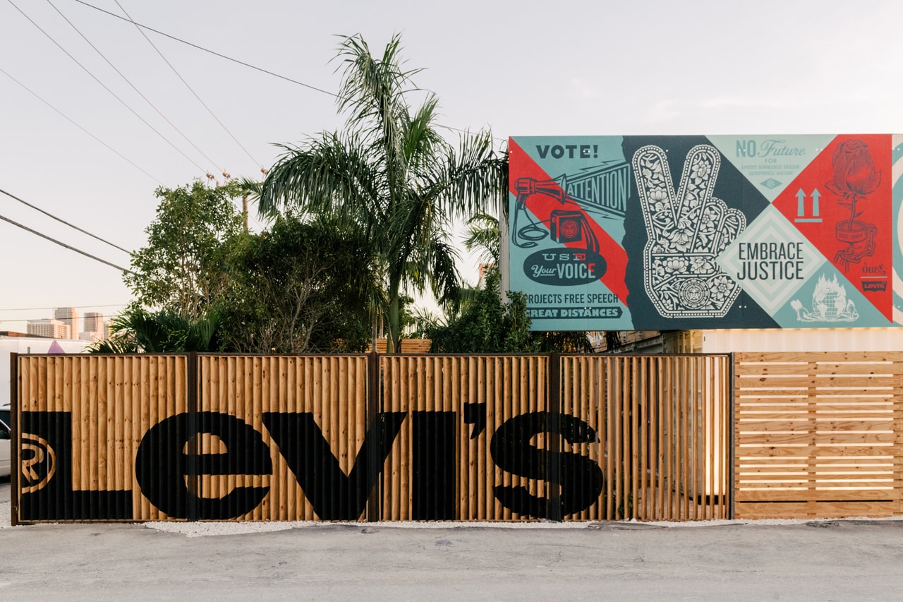 Levi's Haus Miami Pop-Up Customization Space Info Art Basel 2019 Design Studio with Future Finish Tailor Shop Jeans futura gianni lee shepard fairey collaboration