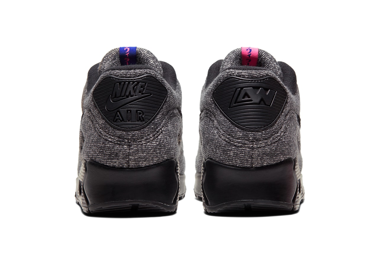 loopwheeler nike sportswear air max 90 black grey purple pink sweatshirt CQ7854 001 release date info photos price japan december 14 2019 collaboration