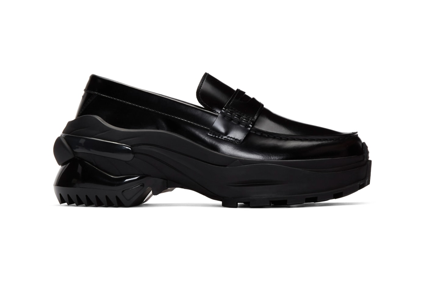 Maison Margiela Black Cross Loafers derby dress shoes footwear sneakers trainers runners leather penny atelier made in italy kicks sartorial bespoke polished reconstruction reworked