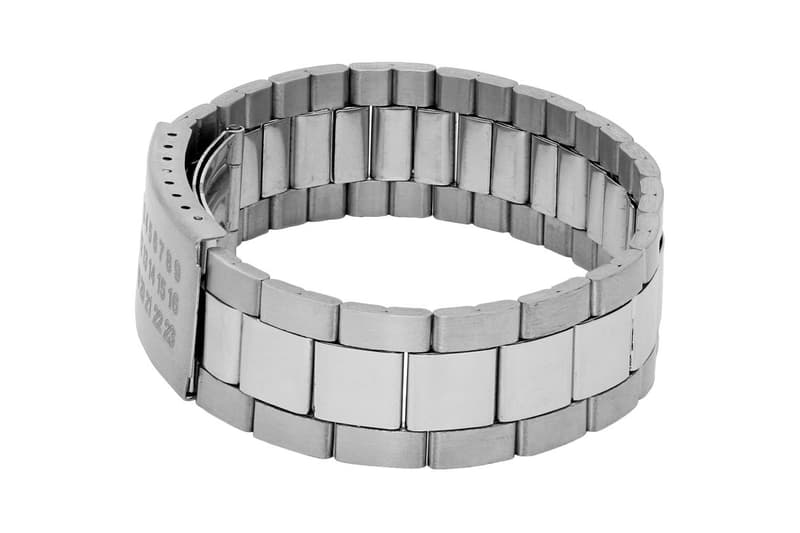 Maison Margiela Silver Oyster Watch Strap Bracelet steel accessories lifestyle flip clasp number 11 eleven john galliano design martin link spring bar logo micro adjustable belt fastened