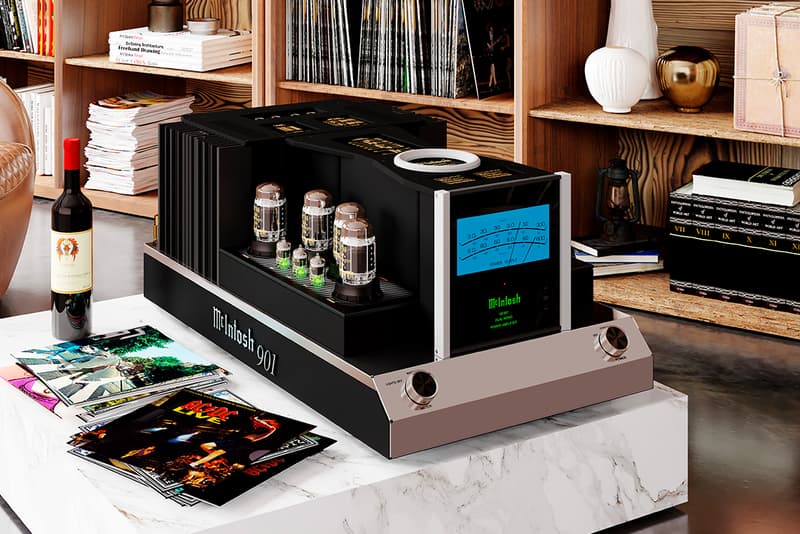 McIntosh Releases MC901 Dual Mono Amplifier home hi-fi audio music hardware 300 600 watt vacuum tube construction black green blue screen new york brand