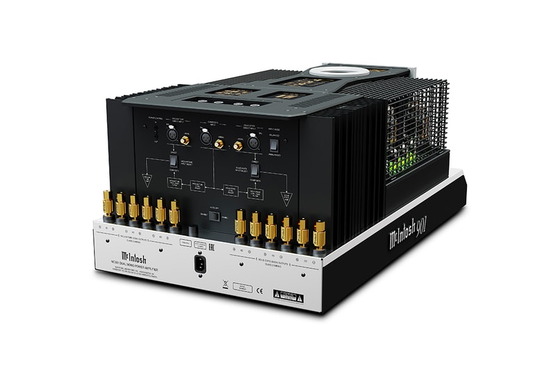 McIntosh Releases MC901 Dual Mono Amplifier home hi-fi audio music hardware 300 600 watt vacuum tube construction black green blue screen new york brand 