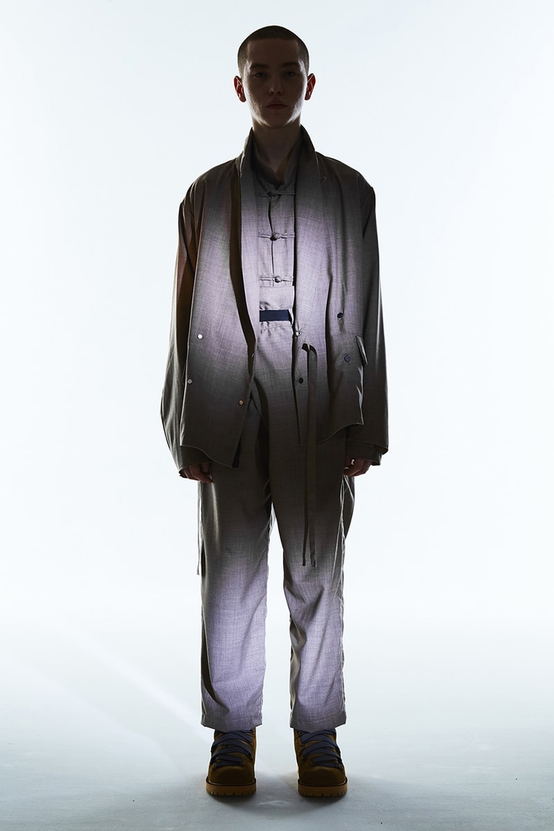 MEANSWHILE Spring Summer 2020 Collection lookbook functionality utility noragi mao collar jacket outerwear mid layers styling japanese made in japan journey adventure travel