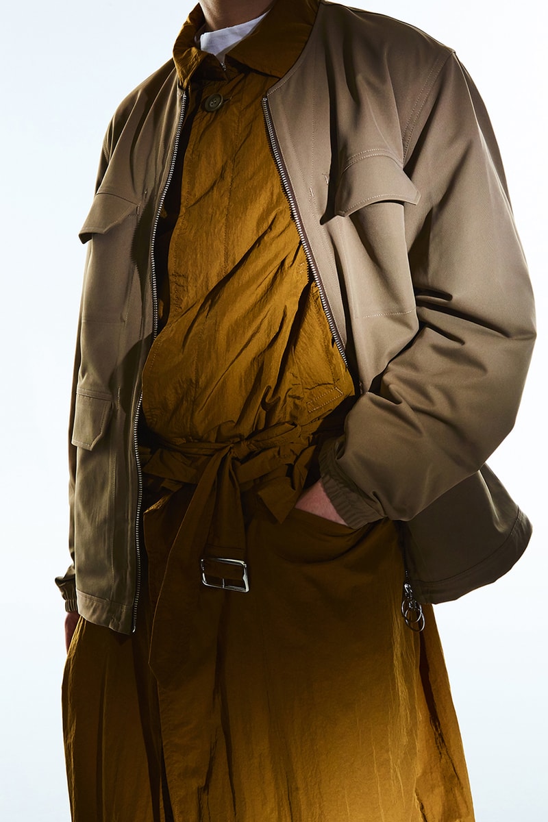 MEANSWHILE Spring Summer 2020 Collection lookbook functionality utility noragi mao collar jacket outerwear mid layers styling japanese made in japan journey adventure travel