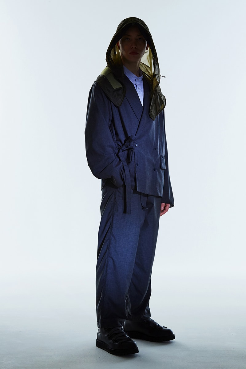 MEANSWHILE Spring Summer 2020 Collection lookbook functionality utility noragi mao collar jacket outerwear mid layers styling japanese made in japan journey adventure travel