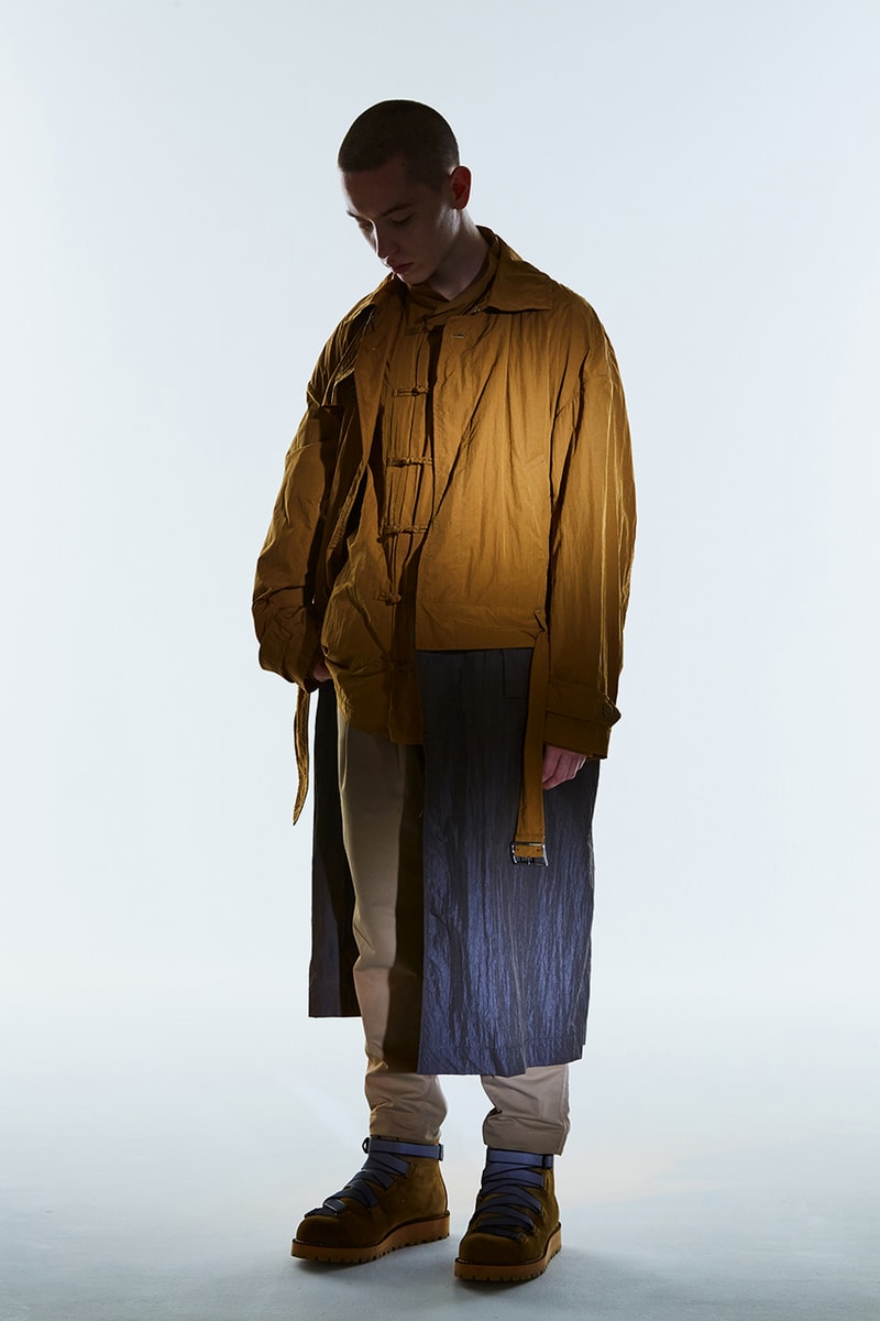 MEANSWHILE Spring Summer 2020 Collection lookbook functionality utility noragi mao collar jacket outerwear mid layers styling japanese made in japan journey adventure travel
