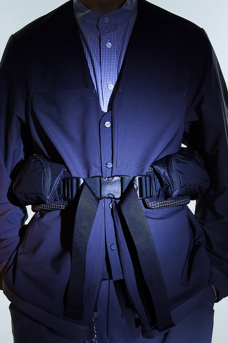 MEANSWHILE Spring Summer 2020 Collection lookbook functionality utility noragi mao collar jacket outerwear mid layers styling japanese made in japan journey adventure travel