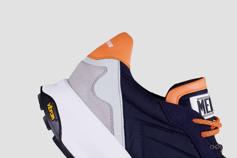 Mercer Amsterdam Vibram Racer OnSteam Vegan Leather Navy Blue Orange Gray Reflective
