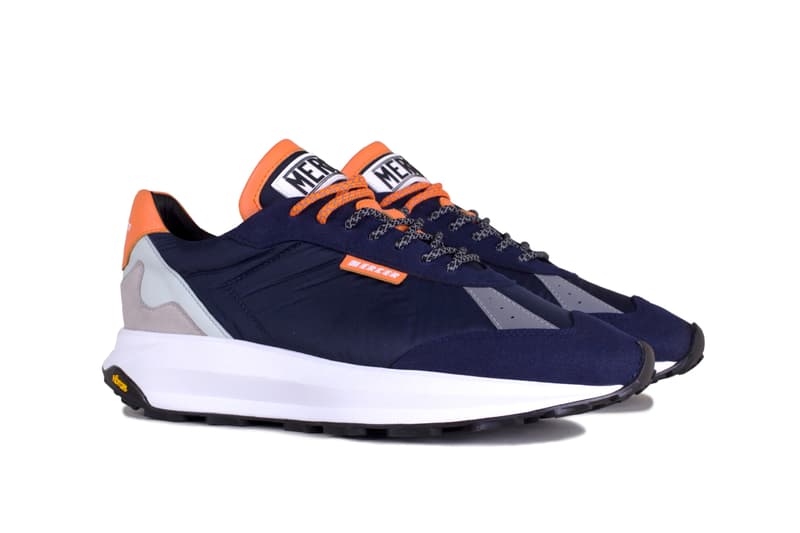Mercer Amsterdam Vibram Racer OnSteam Vegan Leather Navy Blue Orange Gray Reflective