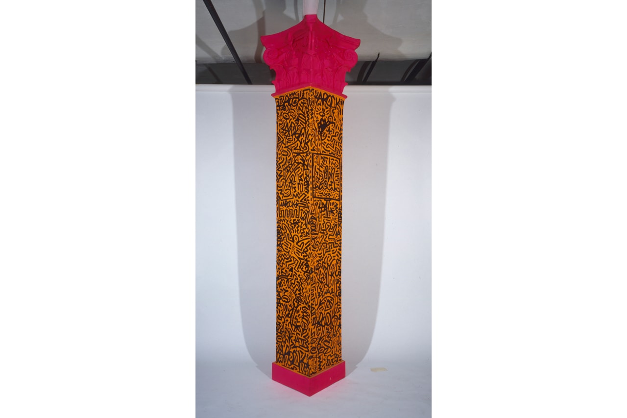 MFA Boston "Writing the Future: Jean-Michel Basquiat and the Hip-Hop Generation" Exhibition Post-Graffiti Paintings Boombox Leather Jacket Column Futura Keith Haring