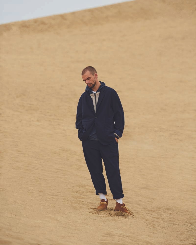 nanamica Spring Summer 2020 collection Lookbook Eiichiro Homma essentials japanese designer layering water resistant navy yellow brown technical advanced hi tech apparel streetwear
