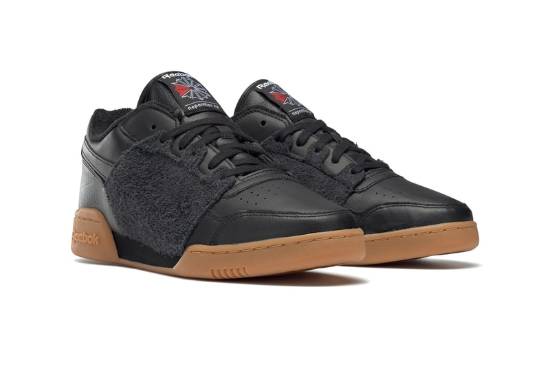 NEPENTHES NY x Reebok Workout Plus "Black/Gum" collaboration sneaker shoe red  FW8461 eva cushion sole suede crossgrain tumbled leather  price drop date release info 