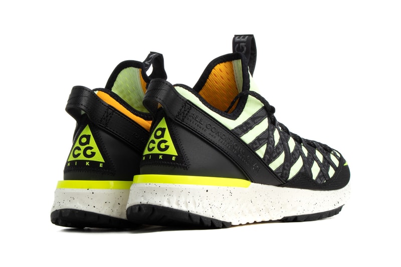 nike acg react terra gobe barely volt university gold noble red habanero court purple colorway colorblocked mismatched sneakers release