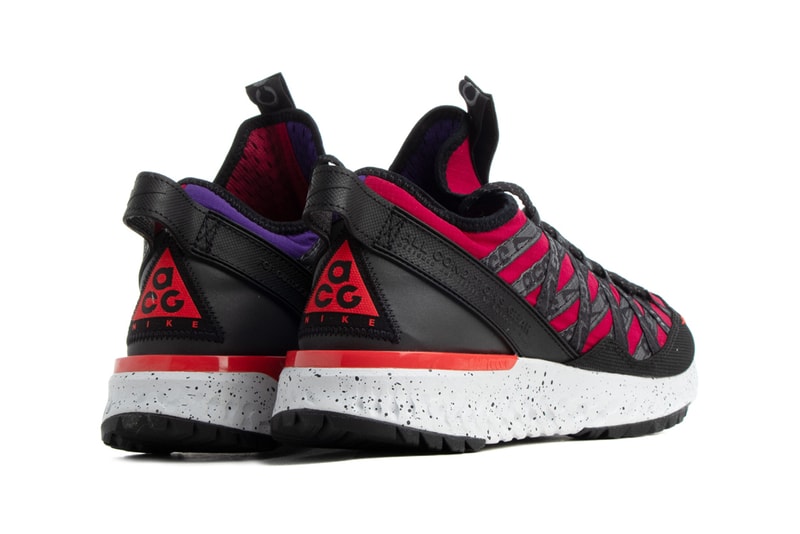 nike acg react terra gobe barely volt university gold noble red habanero court purple colorway colorblocked mismatched sneakers release