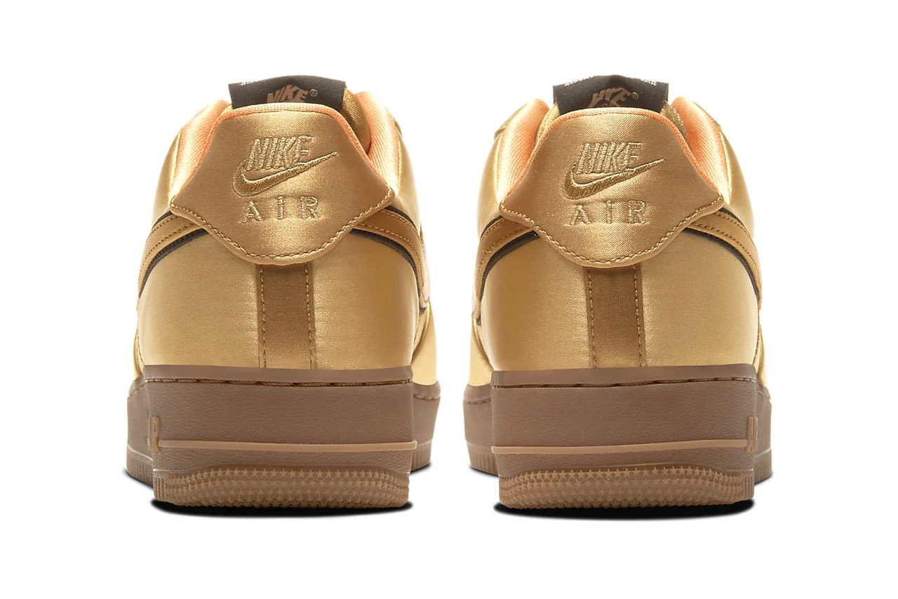 Nike Air Force 1 '07 Premium Quilted Satin Army Jacket "Cargo Khaki / Thermal Green / Bombay / Cargo Khaki" "Designed and Tested in Beaverton, OR USA" Reflective Swoosh Logo 3M Heavy Duty Nylon "Wheat / Club Gold / Bombay"