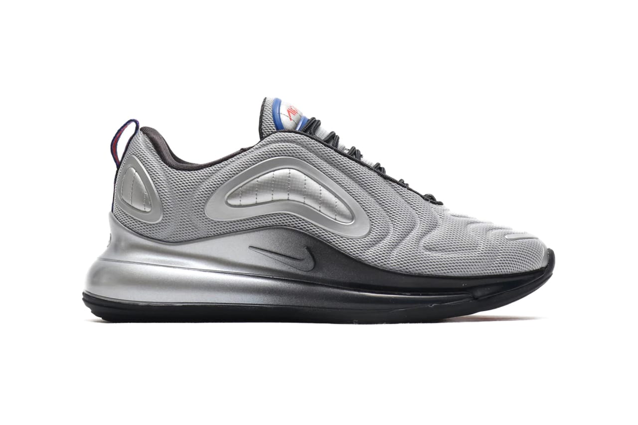 nike white and silver air max 720 trainers