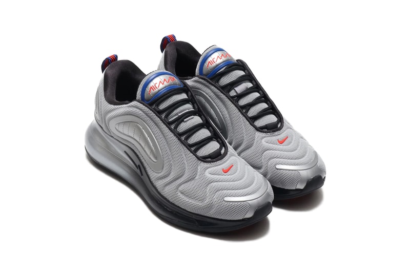 Nike Air Max 720 Metallic Silver Cosmic Clay swoosh check air unit sole feootwear sneakers runners trainers kicks shoes silver off noir 360 cushioning oregon holiday 2019 collection