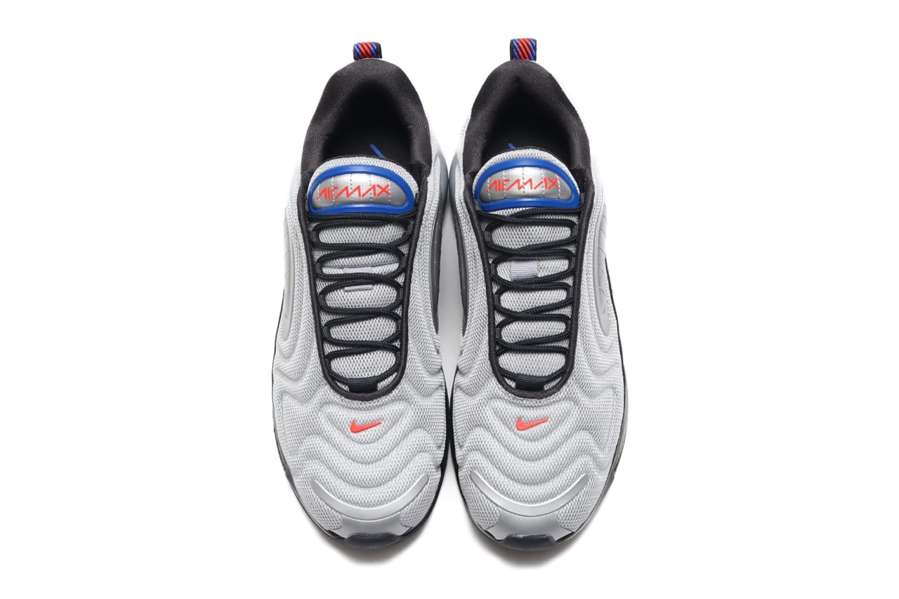 Nike Air Max 720 Metallic Silver Cosmic Clay swoosh check air unit sole feootwear sneakers runners trainers kicks shoes silver off noir 360 cushioning oregon holiday 2019 collection