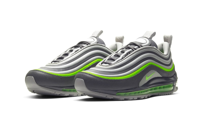 Nike Air Max 97 Utility Thunder Gray Electric Green Moon Particle Atmosphere Gray shoes sneakers runners footwear trainers kicks 1997 silhouette reflective 3M sporty BQ5615 002