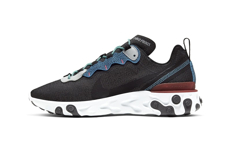 Nike React Element 55 Anthracite Blue Fury Pure Platinum University Red shoes footwear sneakers trainers runners kicks lifestyle pods react technology se CD2153 001 swoosh