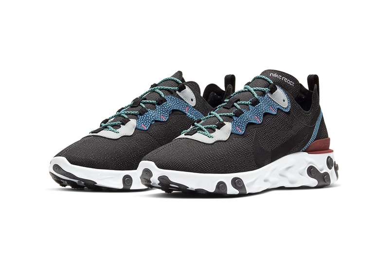 Nike React Element 55 Anthracite Blue Fury Pure Platinum University Red shoes footwear sneakers trainers runners kicks lifestyle pods react technology se CD2153 001 swoosh