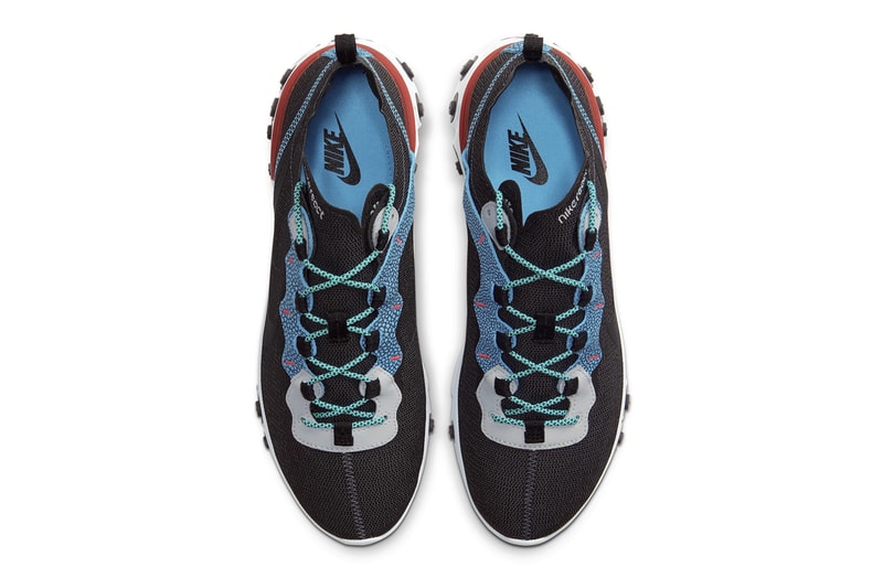 Nike React Element 55 Anthracite Blue Fury Pure Platinum University Red shoes footwear sneakers trainers runners kicks lifestyle pods react technology se CD2153 001 swoosh