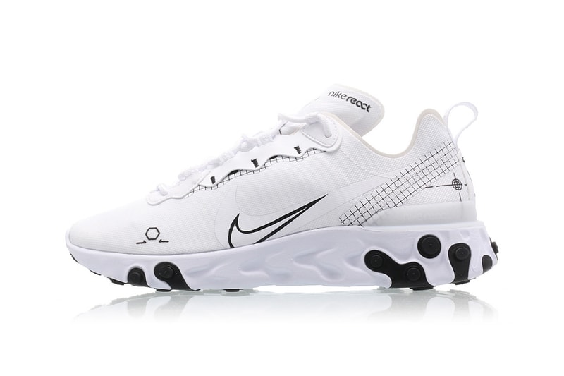 nike react element 55 white black schematic cu3009 100 release date info photos price