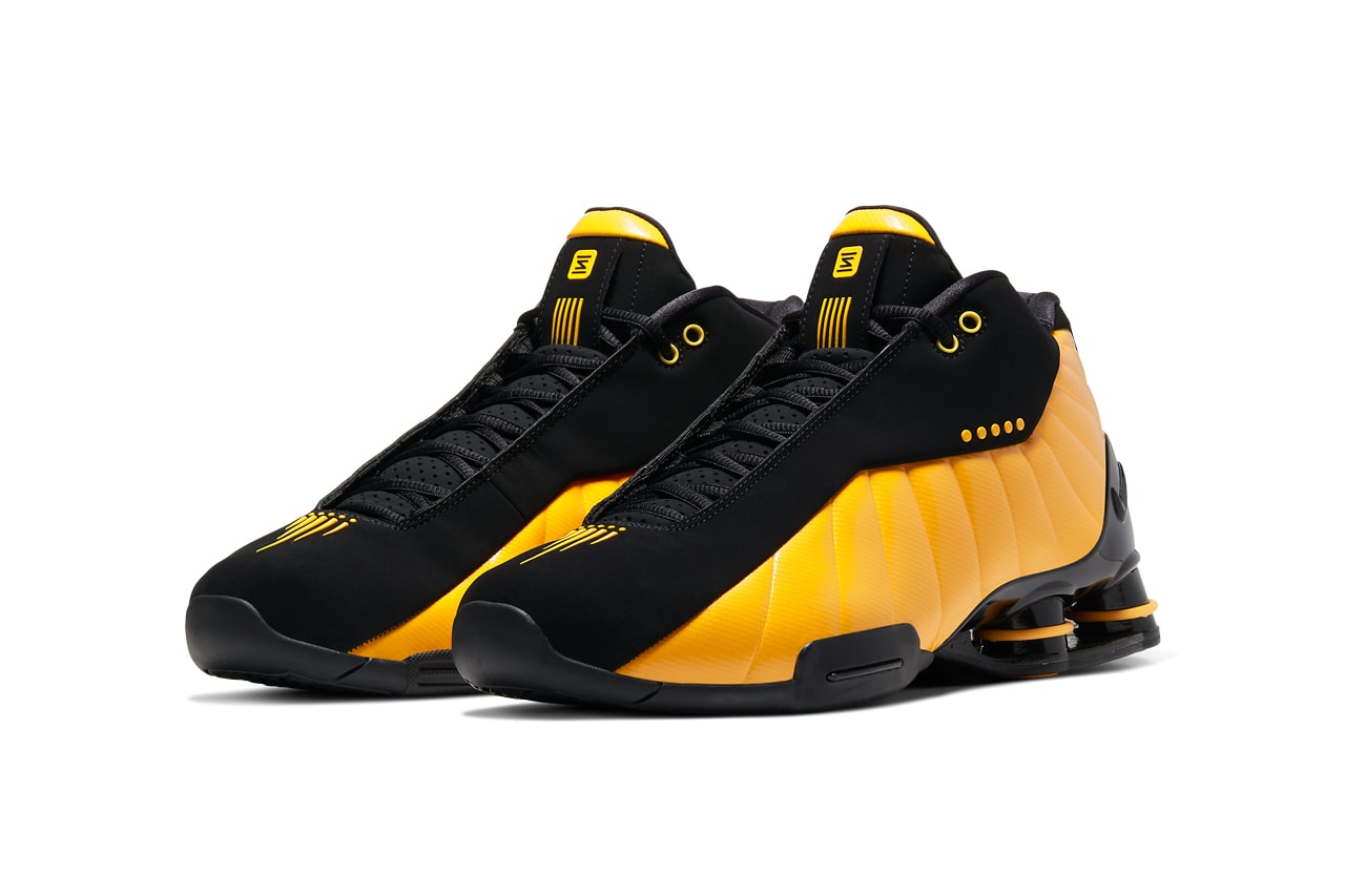 nike shox bb4 black university gold at7843-002 vince carter release date info photos price