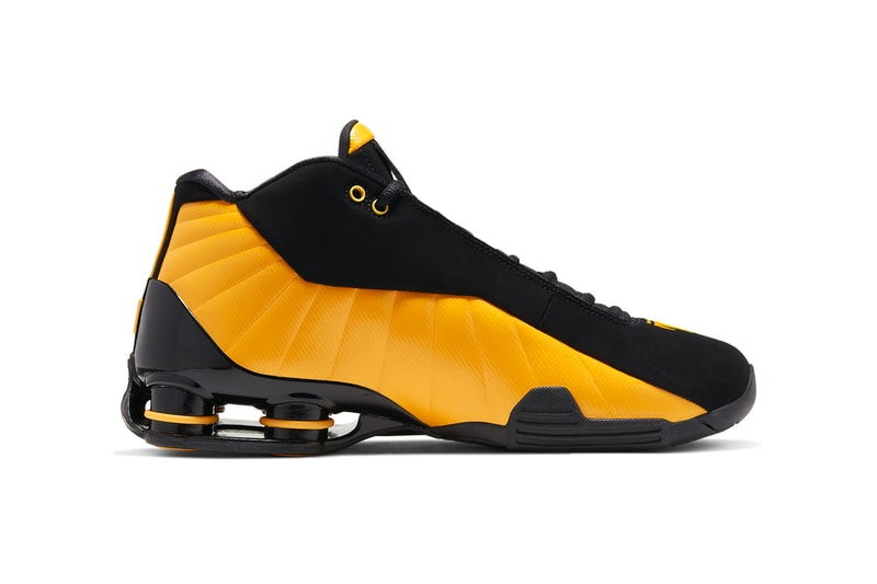 nike shox bb4 black university gold at7843-002 vince carter release date info photos price