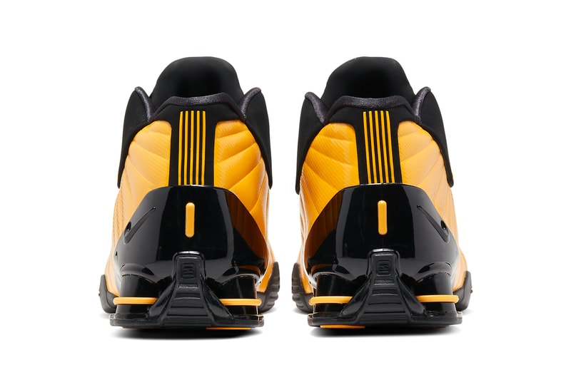 nike shox bb4 black university gold at7843-002 vince carter release date info photos price