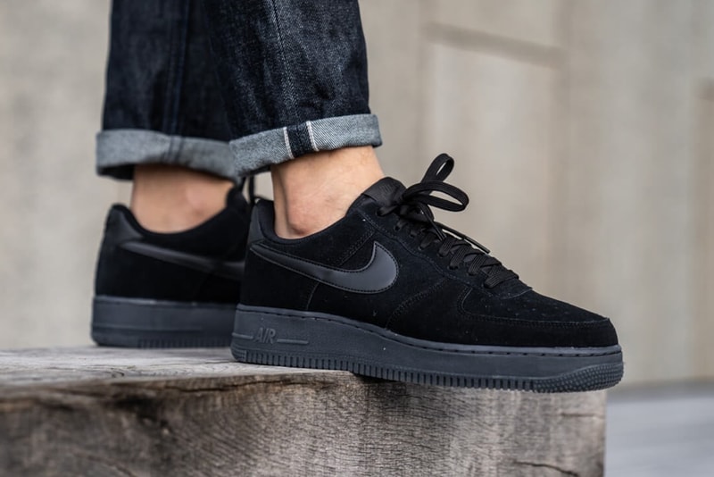 Nike Air Force 1 07 LV8 3 Black Anthracite triple suede shoes sneakers footwear kicks runners trainers retro nubuck BQ4329 002 swoosh beaverton oregon tonal colorway basketball