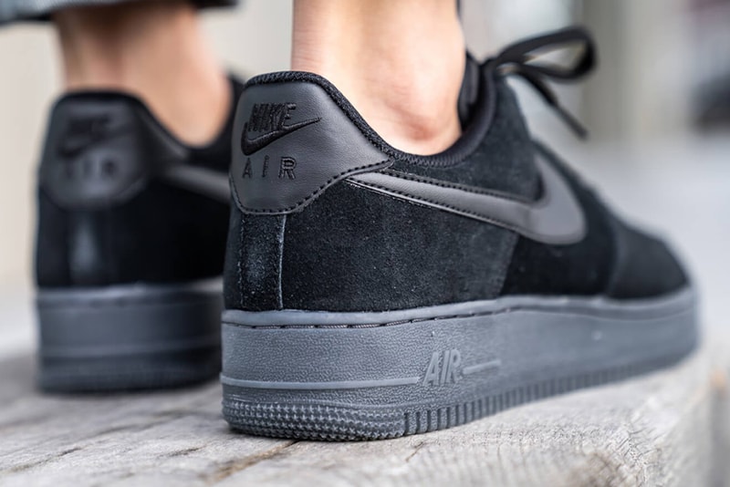 Nike Air Force 1 07 LV8 3 Black Anthracite triple suede shoes sneakers footwear kicks runners trainers retro nubuck BQ4329 002 swoosh beaverton oregon tonal colorway basketball
