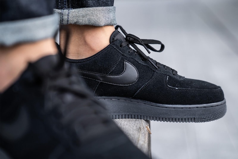 Nike Air Force 1 07 LV8 3 Black Anthracite triple suede shoes sneakers footwear kicks runners trainers retro nubuck BQ4329 002 swoosh beaverton oregon tonal colorway basketball