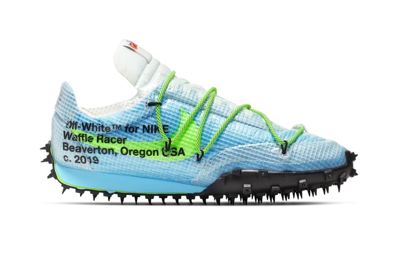 Off-White Nike Waffle Racer SP Athlete In Progress black white vivid sky Official Look Virgil Abloh Release Info Date CD8180-001 CD8180-100 CD8180-400