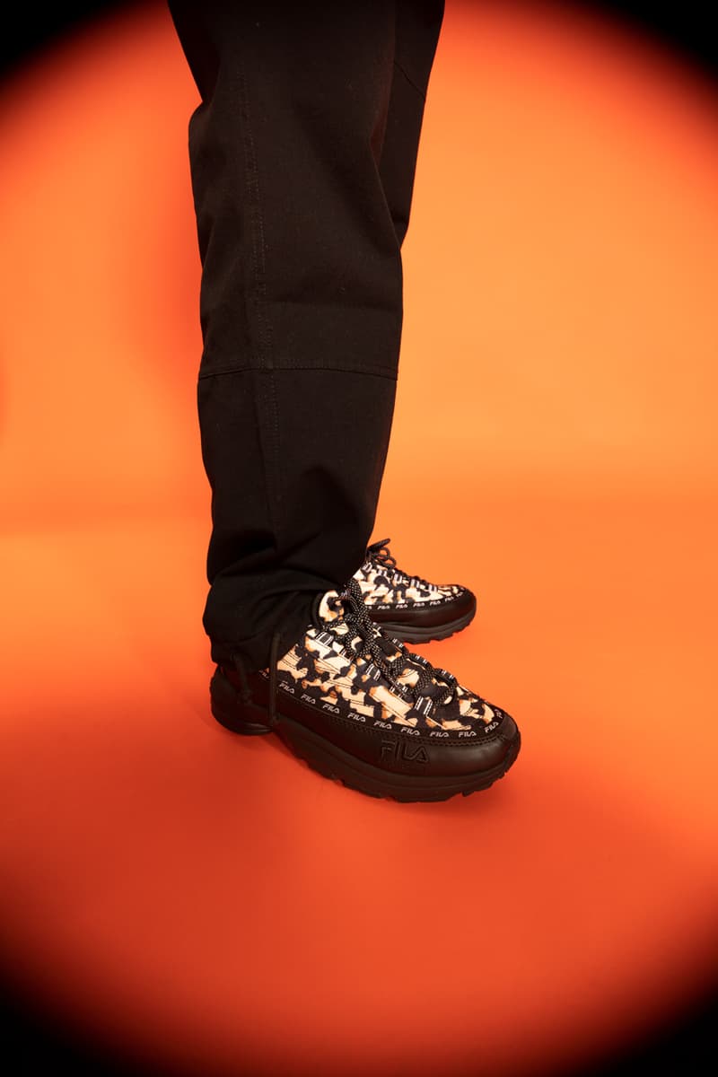 one block down fila ciao Bella biella collection capsule black vaporwave cheetah dstr97 bucket hat sweatshirt jacket animal print release date info photos price