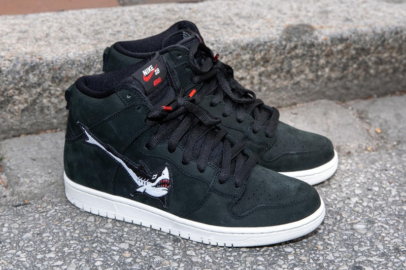 oskar rozenberg nike sb dunk high shark blazer corduroy release date dates info photos price collaboration sneaker orange label december 14 21 2019
