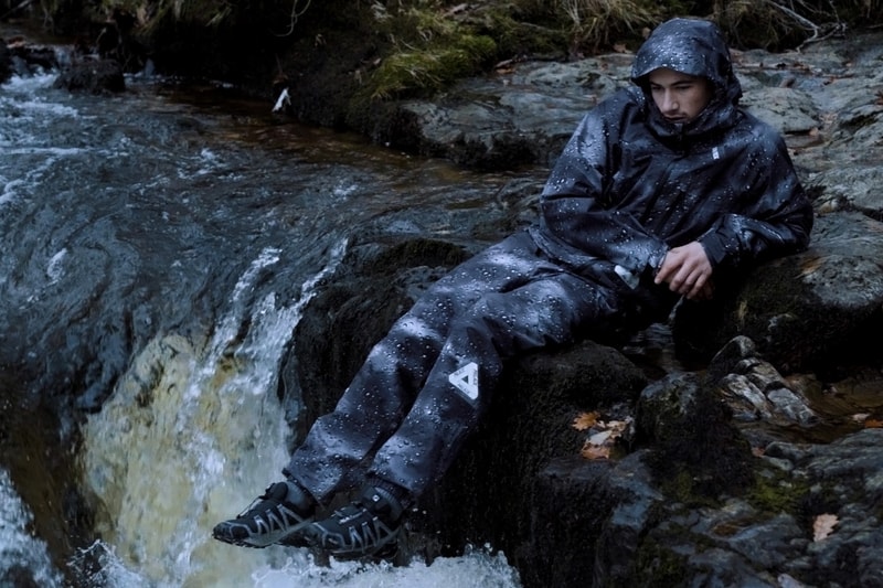 Palace Fall/Winter 2019 GORE-TEX Lookbook Video Wet Blue Green Jacket Waterfall ultimo collection editorial camouflage