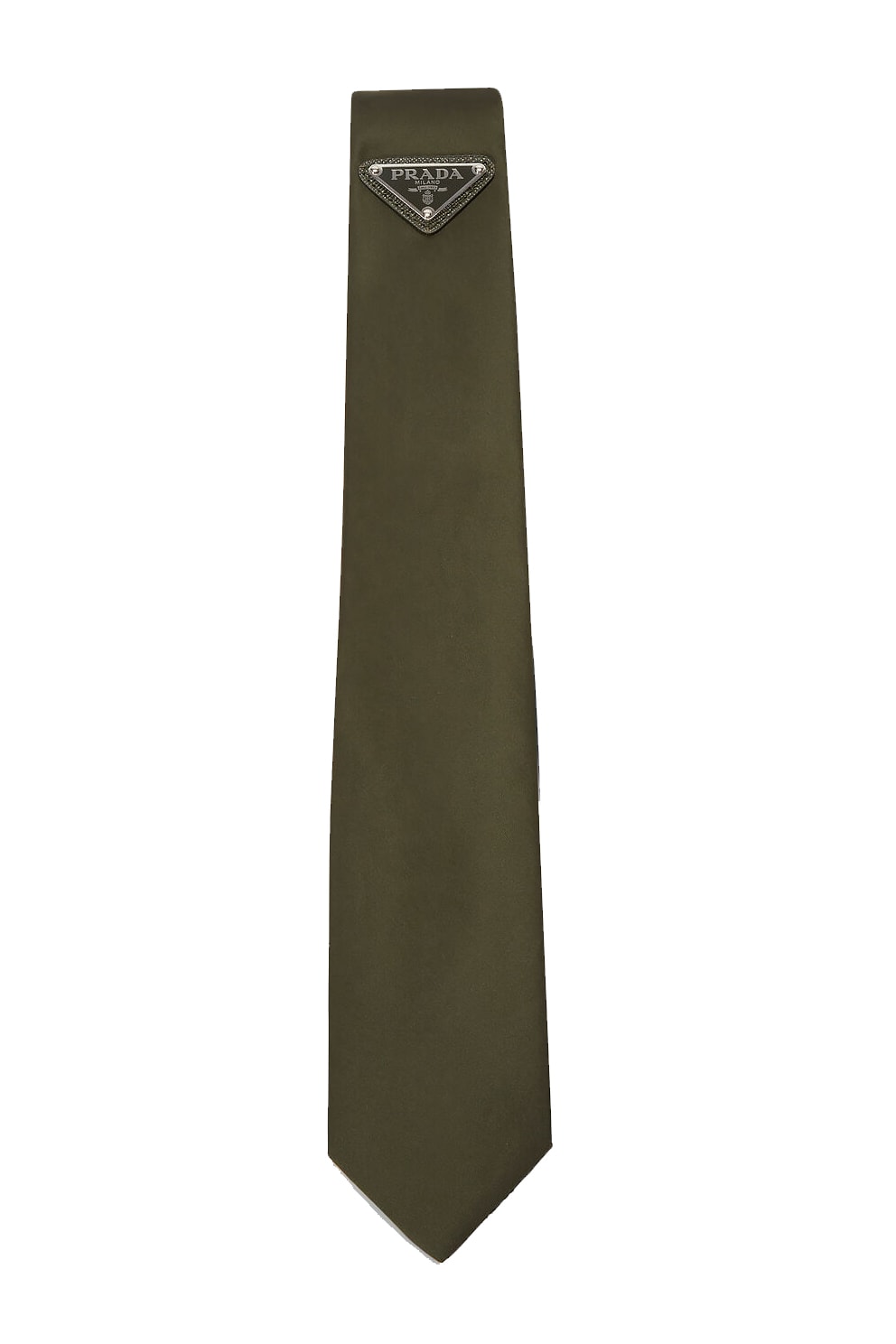 Prada Gabardine Nylon Triangle Logo Tie in Green accessories Italian Ties 