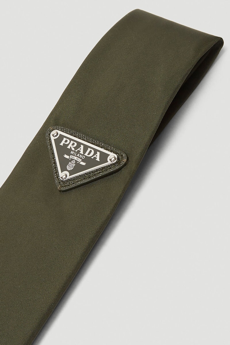 Prada Gabardine Nylon Triangle Logo Tie in Green accessories Italian Ties 