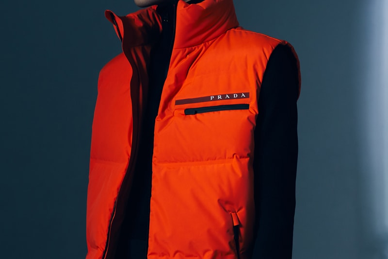 Prada Linea Rossa FW19 Collection Lookbook jersey sustainable style technicality red milan italy forward thinking fashion polarius sneaker 