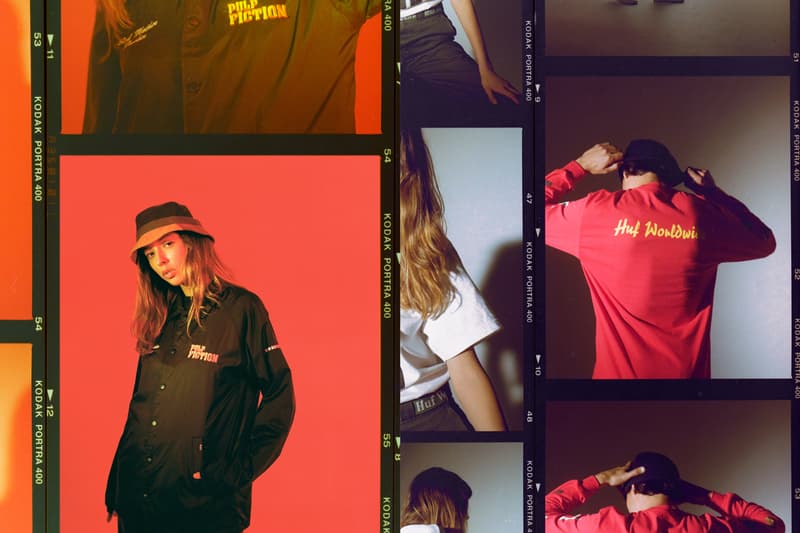huf pulp fiction 25th anniversary collection lookbook release mia wallace uma thurman vincent vega john travolta samuel l jackson jules winnifield hamburger scene