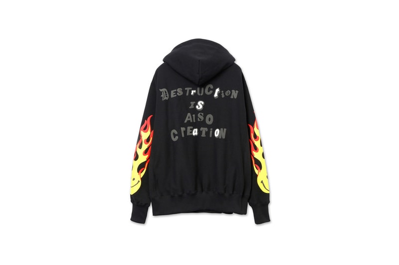READYMADE Flaming Smiley Sweatsuit Release  Marcel Duchamp Nirvana hoodies fashion logos color socks 