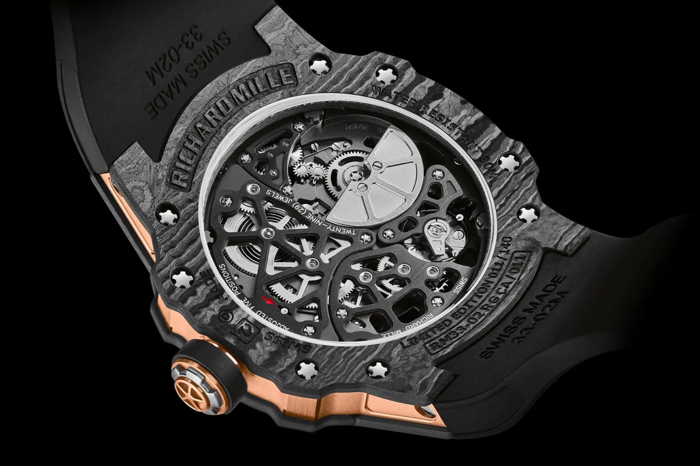 Richard Mille RM 33-02 Watch Info carbon case 41mm swiss design RM watches Luxury timepiece gold 
